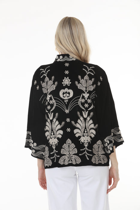 Johnny Was Black Velvet Corduroy Cropped Kimono W40925-9