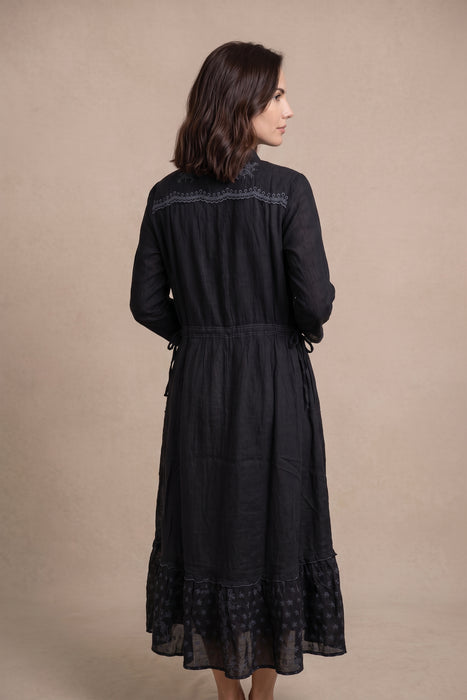 Johnny Was Black Western Embroidered Midi Vipiana Dress Slip C31326-1
