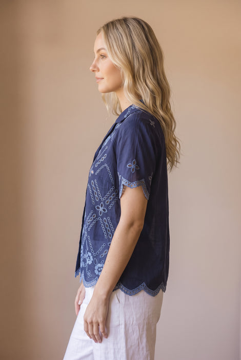 Johnny Was Blue Night Santi Chryssie Camp Shirt C17825-5