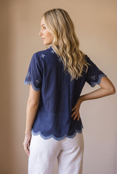 Johnny Was Blue Night Santi Chryssie Camp Shirt C17825-5