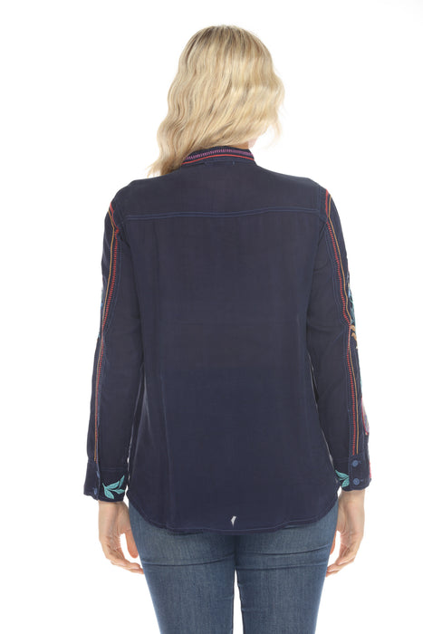 Johnny Was Velouria Embroidered Button-Down Blouse C11825-R