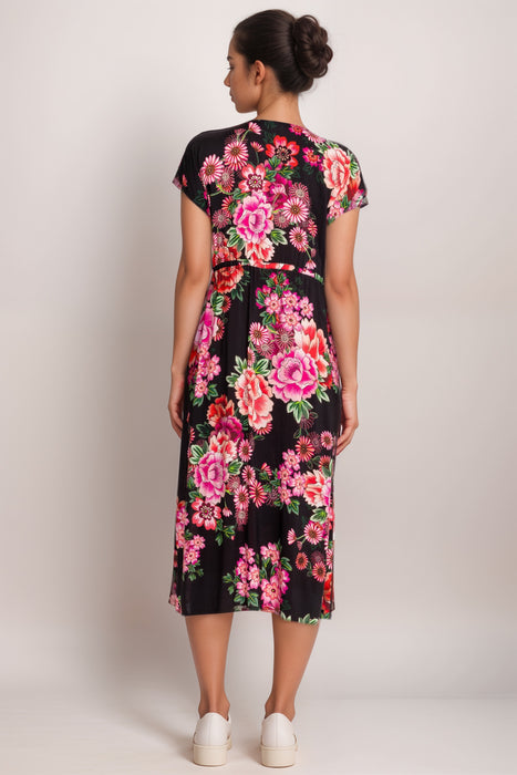 Johnny Was Blum V-Neck Floral Midi Kaftan Dress CSW7524-N