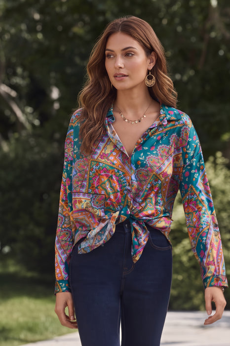 Johnny Was Bomi Silk Blend The Slim Audrey Blouse C17025-6