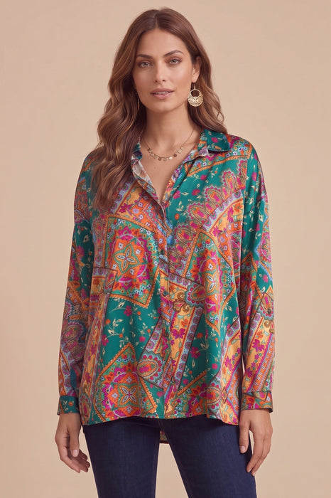Johnny Was Bomi Silk Blend The Slim Audrey Blouse C17025-6