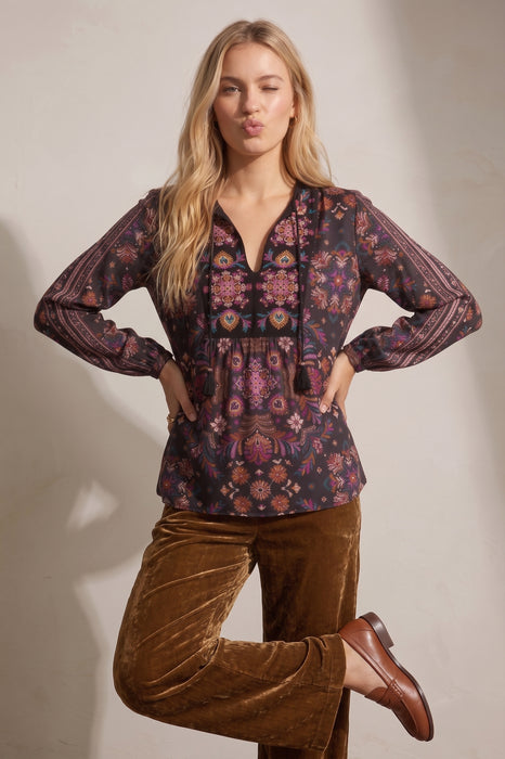 Johnny Was Brandi Curved Hem Prairie Blouse W14525-8