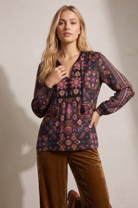 Johnny Was Brandi Curved Hem Prairie Blouse W14525-8