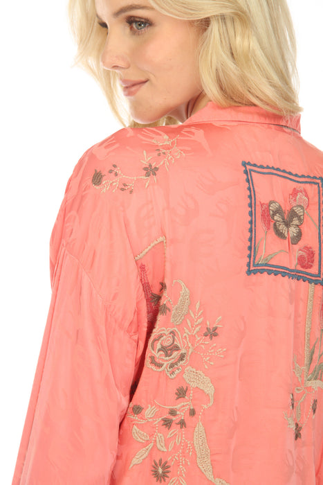 Johnny Was Briony Embroidered Button-Down Blouse Boho Chic C17323