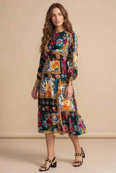 johnny was silk dress Buy Women's Johnny Was Brona Floral Silk Midi Dress C32525-8 — AfterRetail