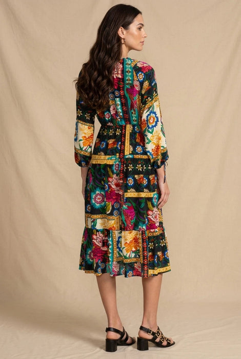 Johnny Was Brona Floral Silk Midi Dress C32525-8