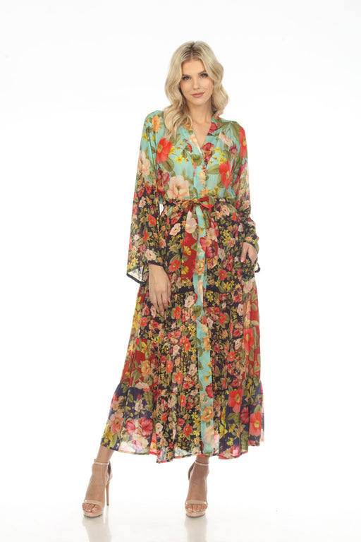 Johnny Was Style C44922 Burke Floral Belted Maxi Kimono Boho Chic