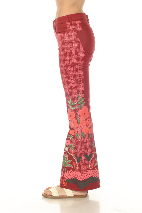 Johnny Was Red Caleta Straight Flare Jean L60025-7