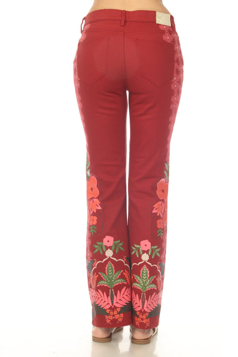 Johnny Was Red Caleta Straight Flare Jean L60025-7