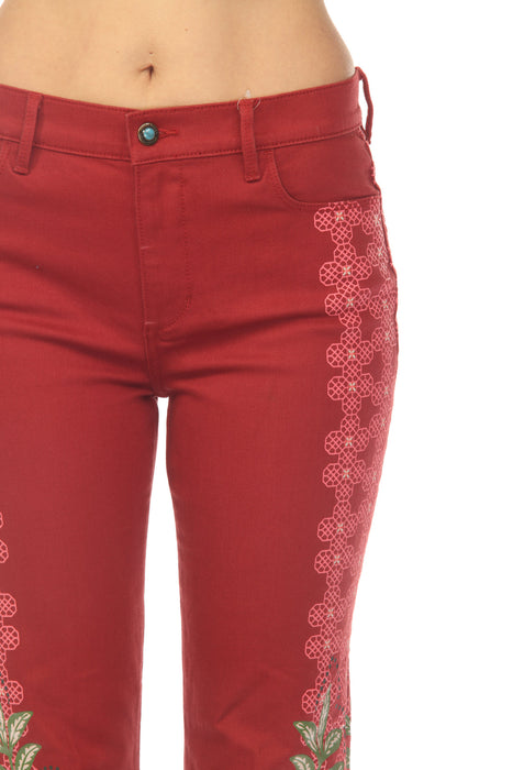 Johnny Was Red Caleta Straight Flare Jean L60025-7