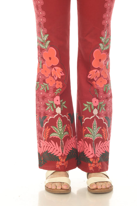 Johnny Was Red Caleta Straight Flare Jean L60025-7