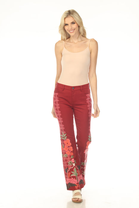 Johnny Was Red Caleta Straight Flare Jean L60025-7