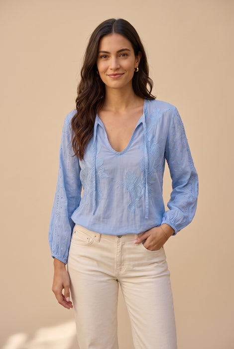 Johnny Was California Della Robbia Blue Cinthya Blouse C10326-2