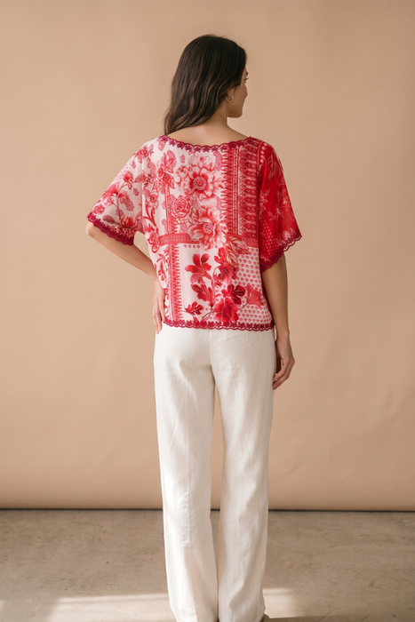 Johnny Was California Silk Short Sleeve Tawni Blouse C12126-1