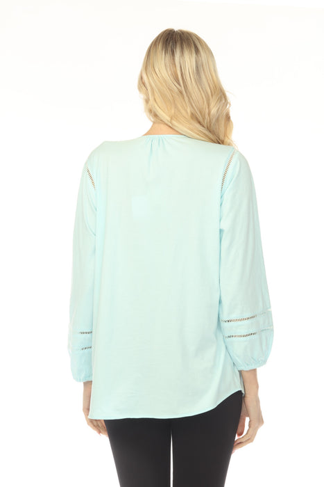 Johnny Was Calme Blue Embroidered Tunic Top O11225-1