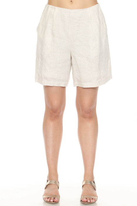 Johnny Was Calme Style O81031-3 Beige Striped Bermuda Shorts