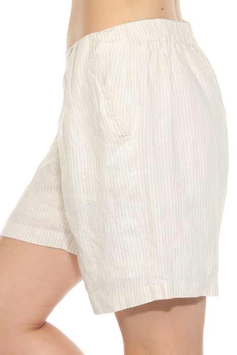 Johnny Was Calme Beige Striped Bermuda Shorts O81031-3