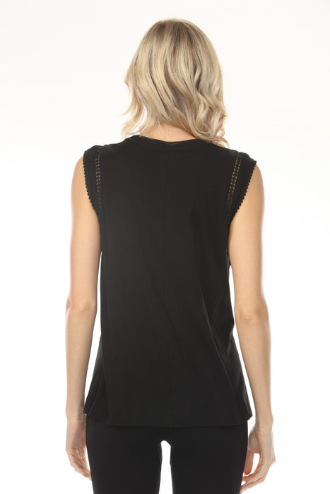 Johnny Was Calme Black Crochet Crew Neck Tank Top O11116-4