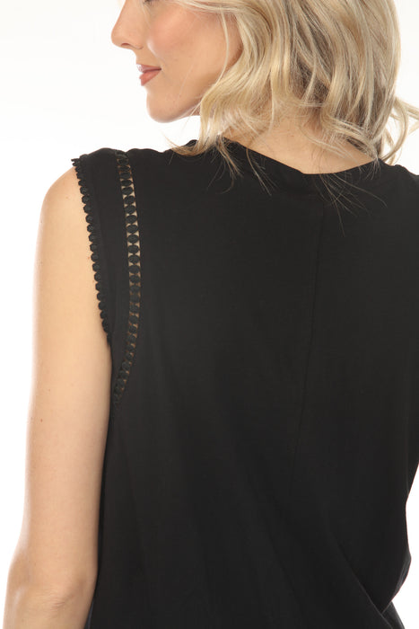 Johnny Was Calme Black Crochet Crew Neck Tank Top O11116-4