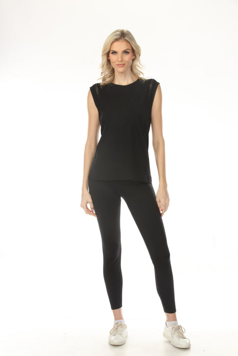 Johnny Was Calme Black Crochet Crew Neck Tank Top O11116-4