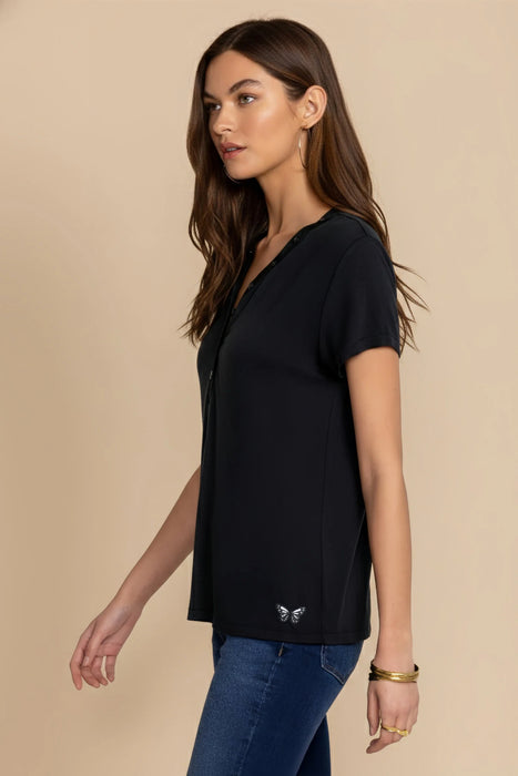 Johnny Was Calme Modal Jersey Button Neck Tee O11104 *