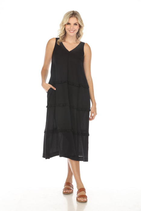 Calme Tiered Ruffles V-Neck Trapeze Dress | Johnny Was AfterRetail Calme Tiered Ruffles V-Neck Trapeze Dress | Johnny Was AfterRetail