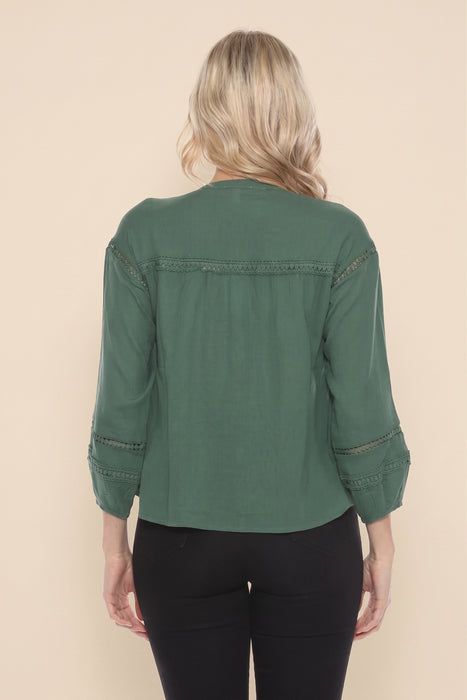Johnny Was Calme Button Down Blouse with Sleeve Darts O21056
