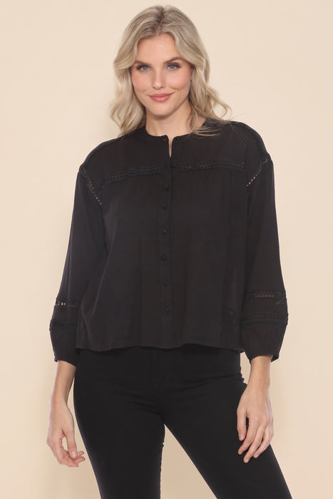Johnny Was Calme Button Down Blouse with Sleeve Darts O21056