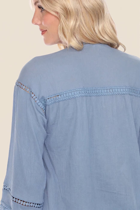 Johnny Was Calme Button Down Blouse with Sleeve Darts O21056