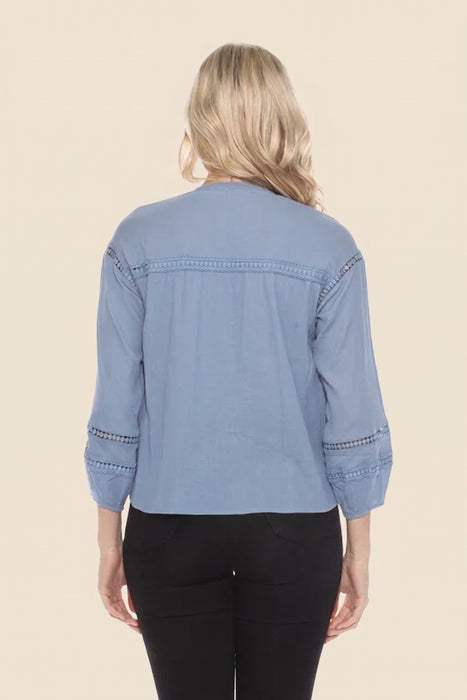 Johnny Was Calme Button Down Blouse with Sleeve Darts O21056