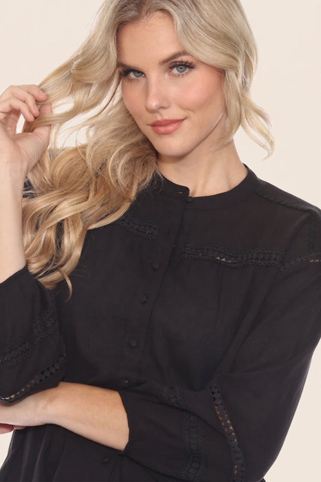 Johnny Was Calme Button Down Blouse with Sleeve Darts O21056