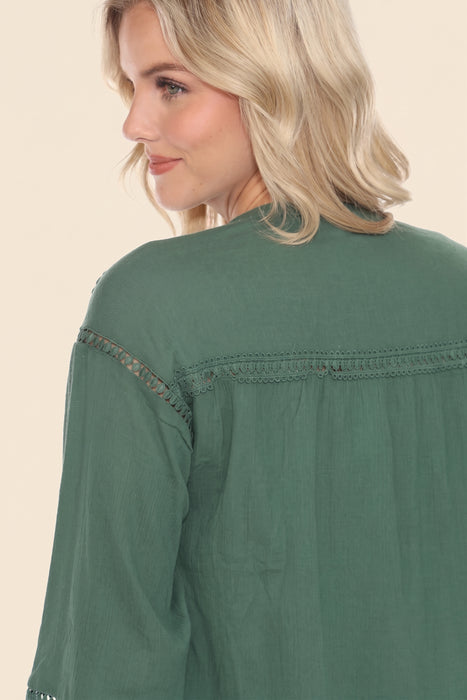 Johnny Was Calme Button Down Blouse with Sleeve Darts O21056