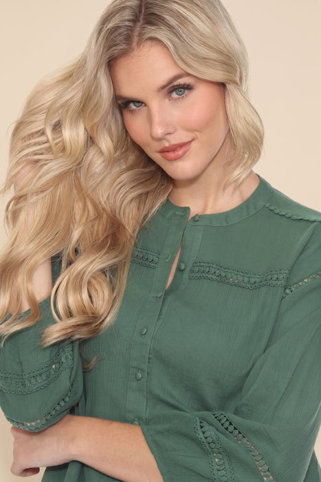 Johnny Was Calme Button Down Blouse with Sleeve Darts O21056