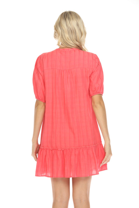 Johnny Was Calme Pleated Yoke Mini Dress O31111 Boho Chic *