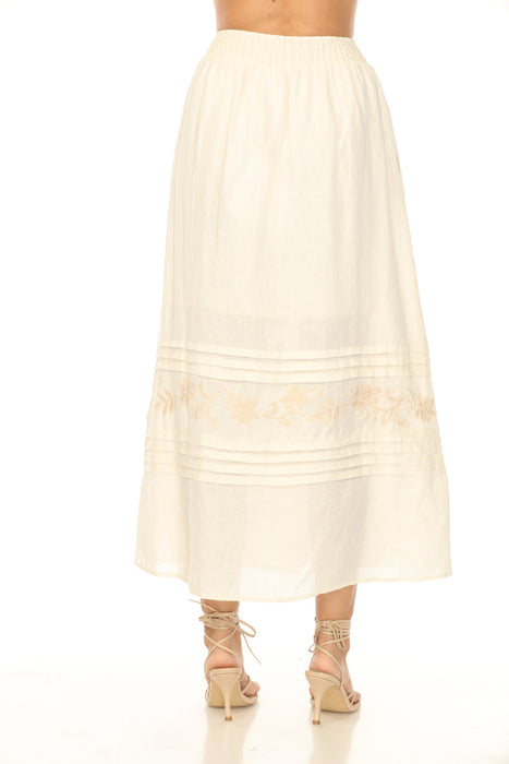 Johnny Was Calme Linen Pleated Midi Skirt O71006-4