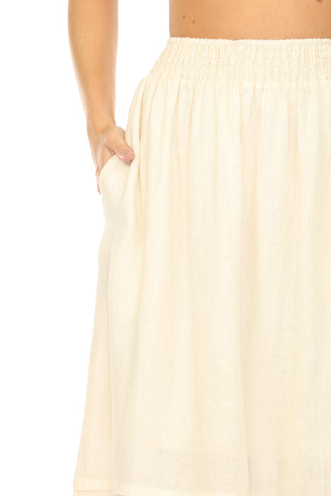 Johnny Was Calme Linen Pleated Midi Skirt O71006-4