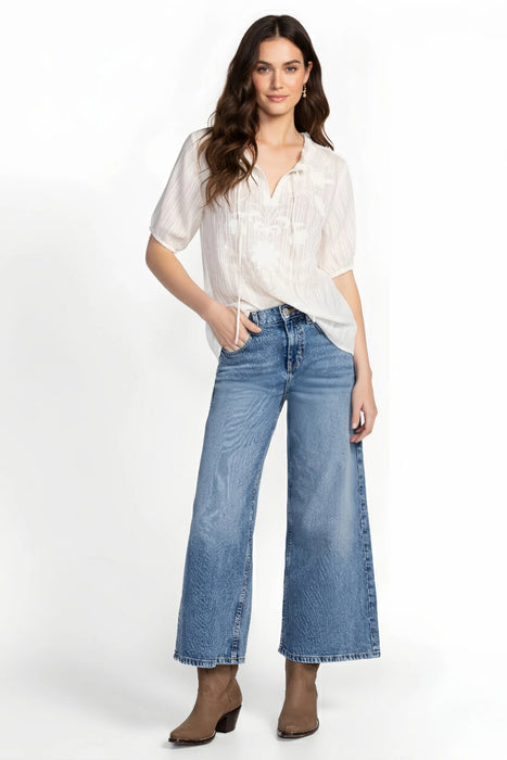 Johnny Was Calme Off-White Mirah Field Cotton Blouse O21068-O