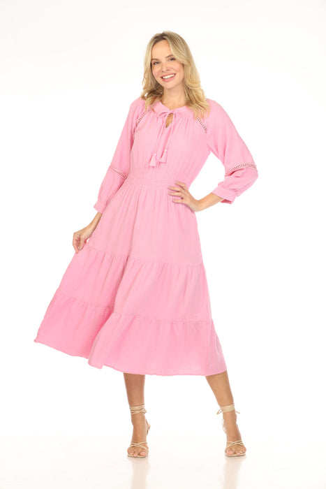 Johnny Was Calme Smocked Waist Tiered Midi Dress O31124-1