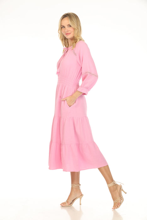 Johnny Was Calme Smocked Waist Tiered Midi Dress O31124-1