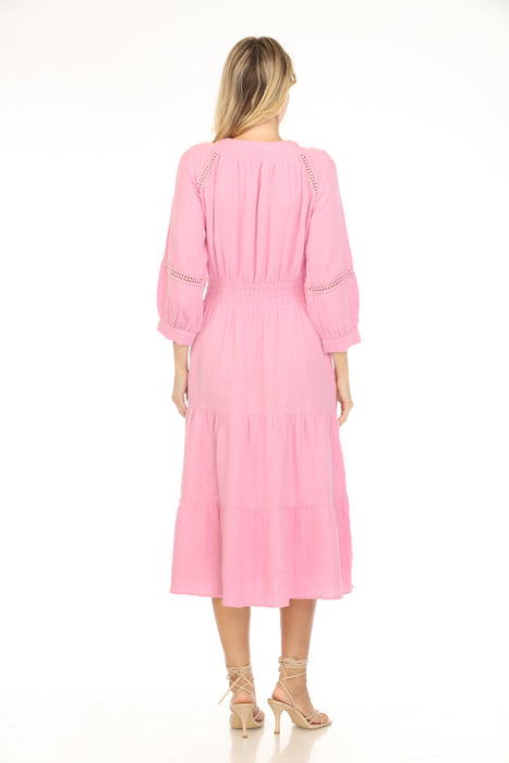 Johnny Was Calme Smocked Waist Tiered Midi Dress O31124-1