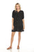 Johnny Was Calme Style O31111 Black Pleated Yoke Puff Sleeve Mini Dress Boho Chic