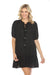 Johnny Was Calme Style O31111 Black Pleated Yoke Puff Sleeve Mini Dress Boho Chic