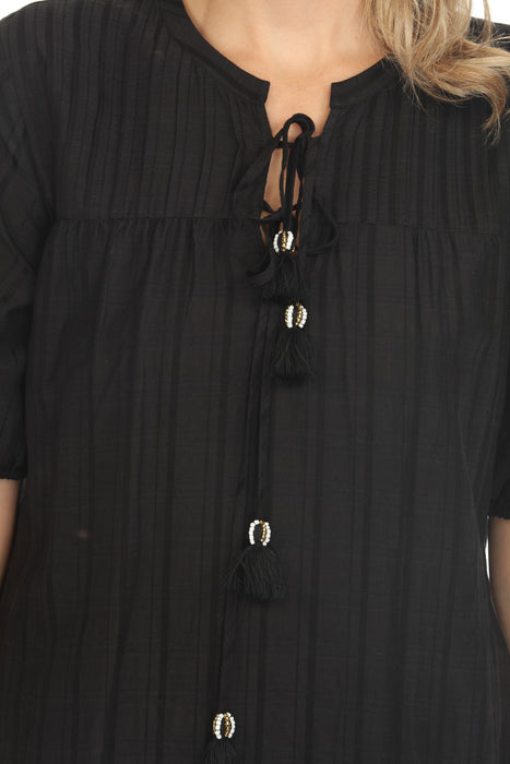 Johnny Was Calme Pleated Yoke Mini Dress O31111 Boho Chic *