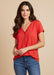Johnny Was Calme Style O11104 Strawberry Red Modal Jersey Button Neck Tee Boho Chic