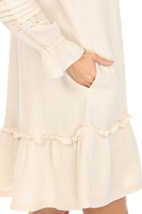 Johnny Was Calme Ghenar Gauze Ruffle Tier Mini Dress O31127-1 *