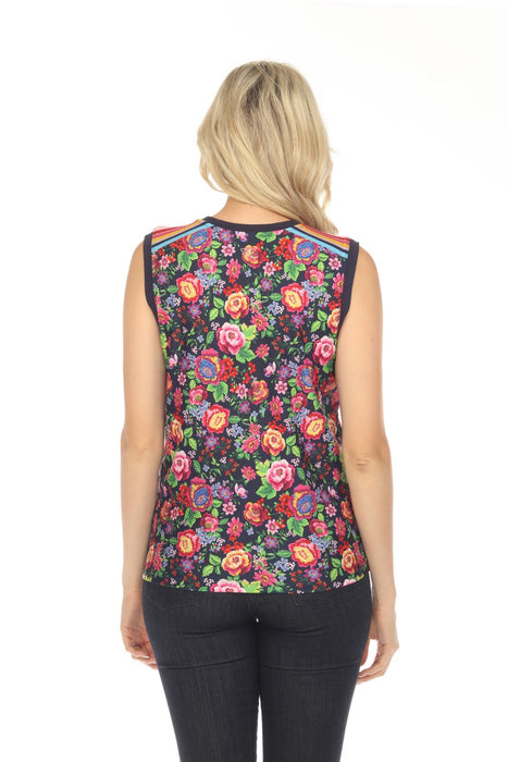 Johnny Was Cantero Floral Sleeveless Muscle Tank Top Boho Chic A2123