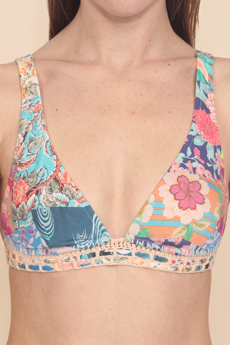 Johnny Was Caribbean Crochet Halter Bikini Top CSW7121BH
